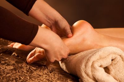 Hot towel foot massage